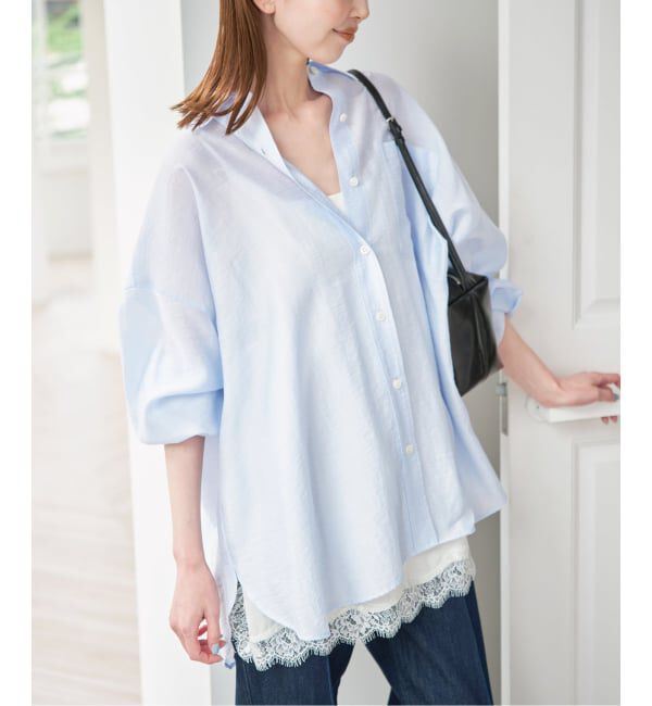 U by SPICK&SPAN「リネンコンエアリーローンオーバーシャツ」|シャツ・ブラウス|サックスブルー