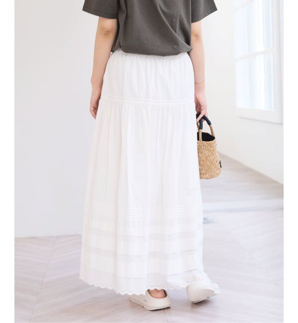 U by SPICK&SPAN「コットンポプリンタックフレアスカート」|スカート|
