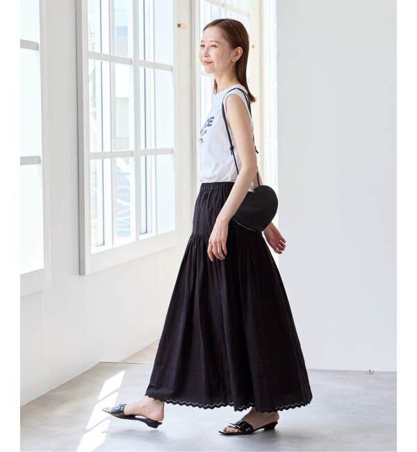U by SPICK&SPAN「コットンポプリンタックフレアスカート」|スカート|