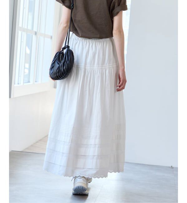 U by SPICK&SPAN「コットンポプリンタックフレアスカート」|スカート|