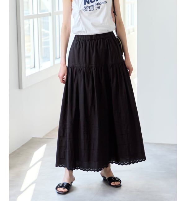 U by SPICK&SPAN「コットンポプリンタックフレアスカート」|スカート|