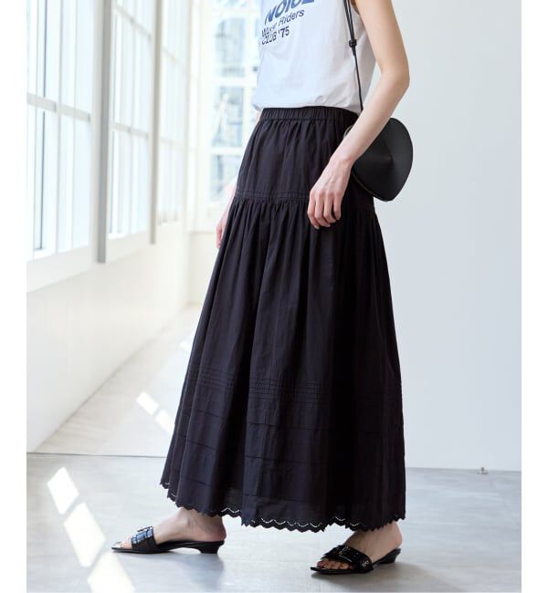 U by SPICK&SPAN「コットンポプリンタックフレアスカート」|スカート|