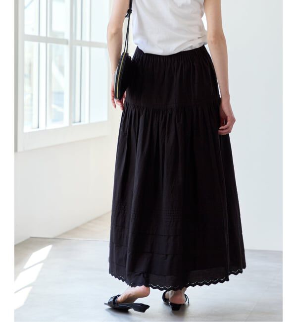 U by SPICK&SPAN「コットンポプリンタックフレアスカート」|スカート|