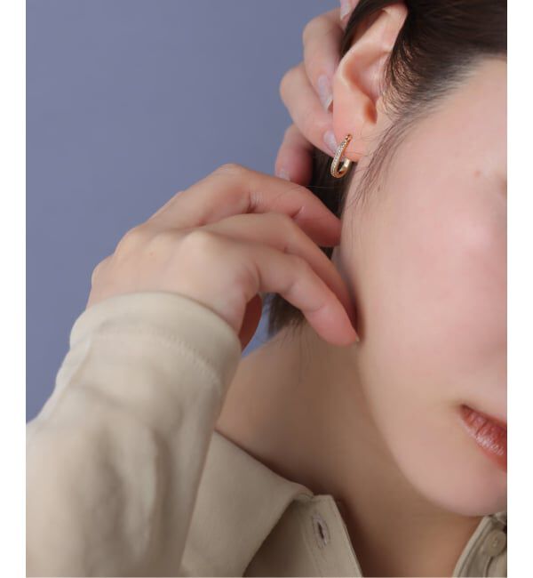 Spick and Span「《WEB限定》【SAMH by LILAS】ホワイトトパーズフープピアスK18GP（両耳）」|ピアス|