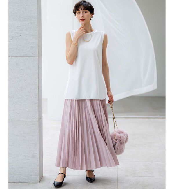 23区「【新色追加/洗える】コットンベアジャージー ノースリーブ Tシャツ」|Tシャツ・カットソー|