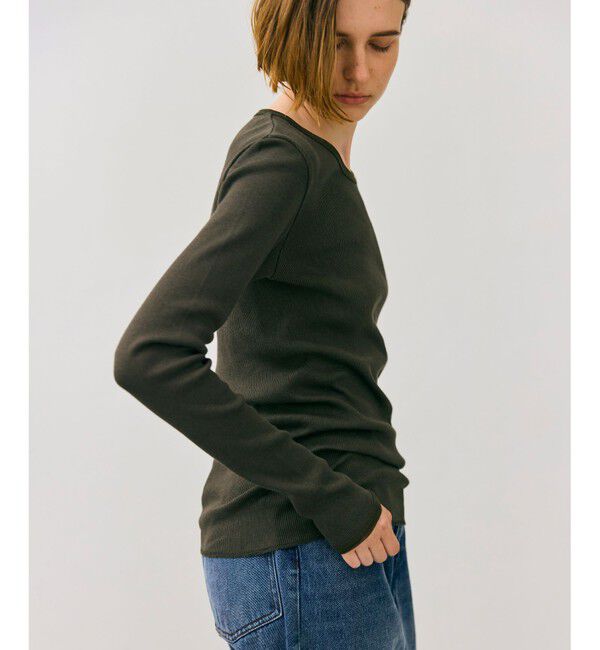 BEIGE,「【BEIGE,ecru/WEB限定・洗える】RIB TOPS /  コットンシルクロングスリーブトップス」|Tシャツ・カットソー|