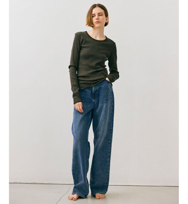 BEIGE,「【BEIGE,ecru/WEB限定・洗える】RIB TOPS /  コットンシルクロングスリーブトップス」|Tシャツ・カットソー|