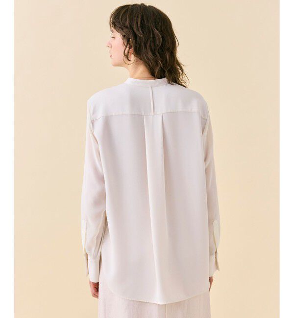 BEIGE,「【WEB限定・洗える】CELOSIA / シアースリーブスタンドカラーブラウス」|シャツ・ブラウス|