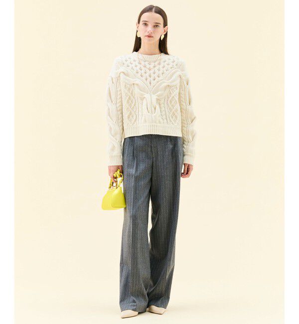 BEIGE,「【Precious掲載】DELAND / ウールピンストライプハイウエストタックパンツ」|その他|