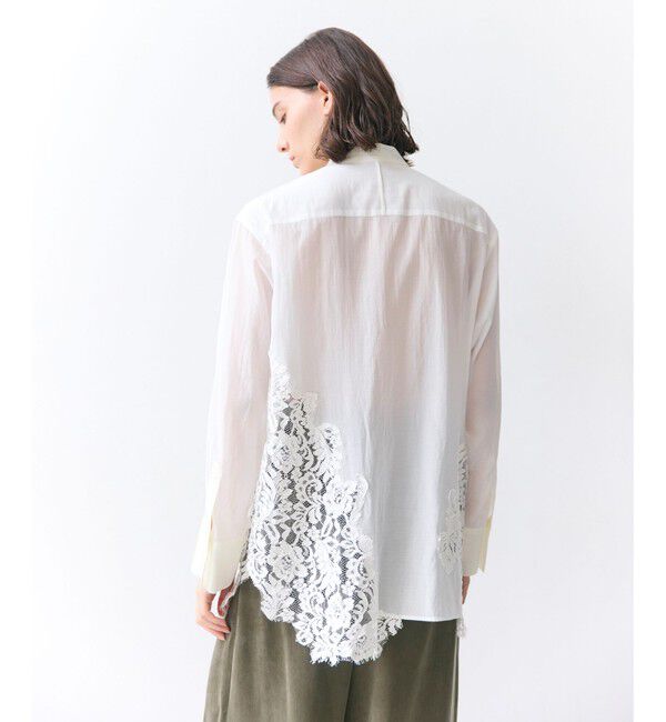 BEIGE,「【eclat掲載】GALENA / コットンレースバンドカラーシャツ」|シャツ・ブラウス|