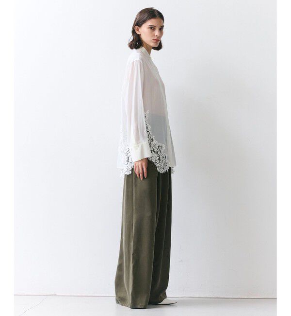 BEIGE,「【eclat掲載】GALENA / コットンレースバンドカラーシャツ」|シャツ・ブラウス|