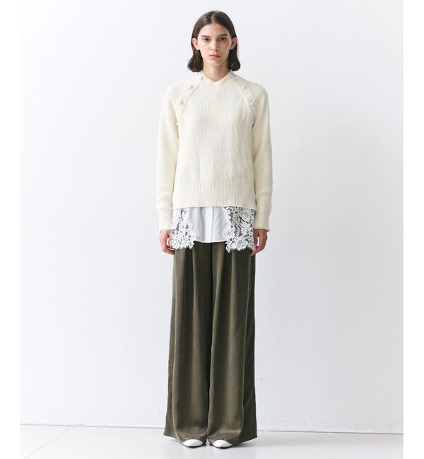 BEIGE,「【eclat掲載】GALENA / コットンレースバンドカラーシャツ」|シャツ・ブラウス|