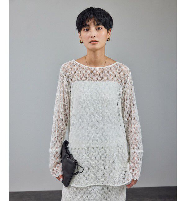 SALON adam et rope'「ラッセルレースレイヤードブラウス / セットアップ対応」|シャツ・ブラウス|
