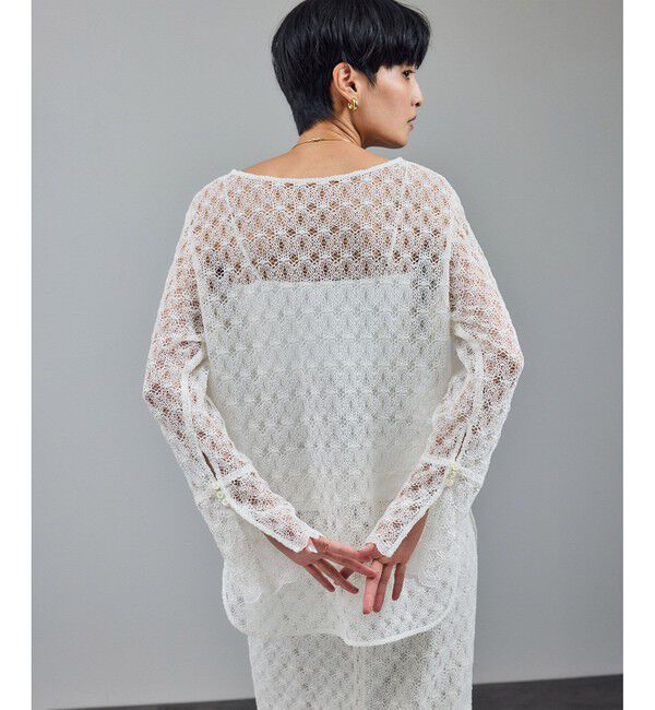 SALON adam et rope'「ラッセルレースレイヤードブラウス / セットアップ対応」|シャツ・ブラウス|オフホワイト(15)