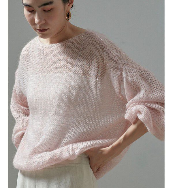 SALON adam et rope'「シアーモヘアスパンコールプルオーバー 2」|ニット・セーター|ピンク(63)