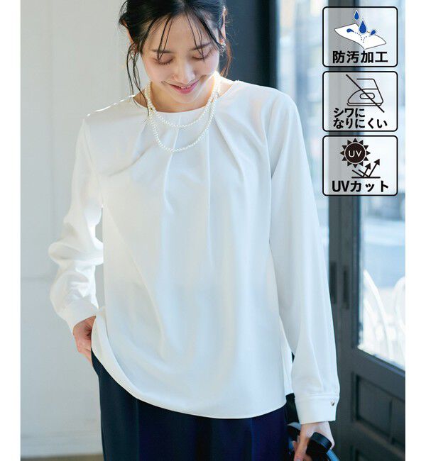 Rope&rsquo;Picnic「【WEB限定カラー】多機能ランダムタックブラウス/セレモニー・通勤対応」|シャツ・ブラウス|オフホワイト(15)