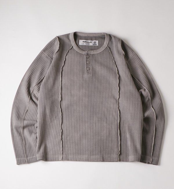  「【Sourcream】針抜きヘンリースイッチングL/S TEE」|Tシャツ・カットソー|ライトグレー