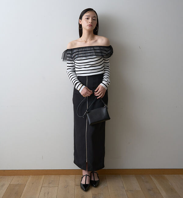 Rouge vif「【一部店舗限定】オフショルチュールリブプルオーバー」|ニット・セーター|