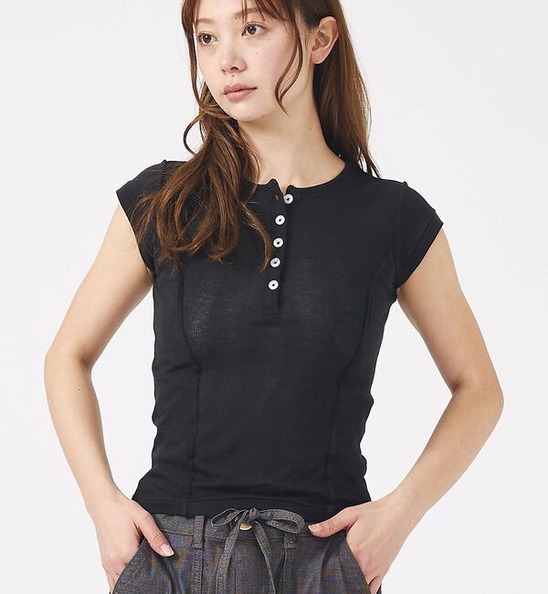 Rouge vif「【MILLER/ミラー】Light Prib Henly S/S Tee / ラ」|Tシャツ・カットソー|ブラック