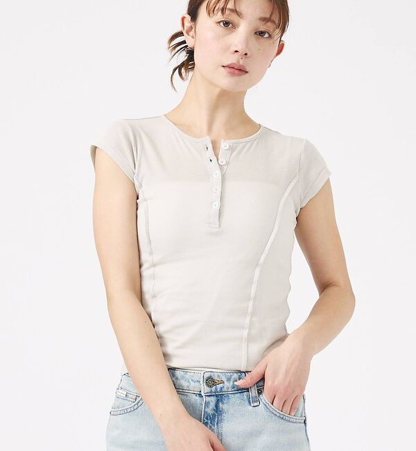 Rouge vif「【MILLER/ミラー】Light Prib Henly S/S Tee / ラ」|Tシャツ・カットソー|グレー