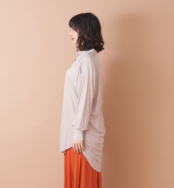 qualite「キーネックバックギャザーカットソー」|シャツ・ブラウス|