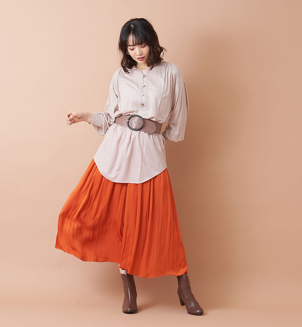 qualite「キーネックバックギャザーカットソー」|シャツ・ブラウス|