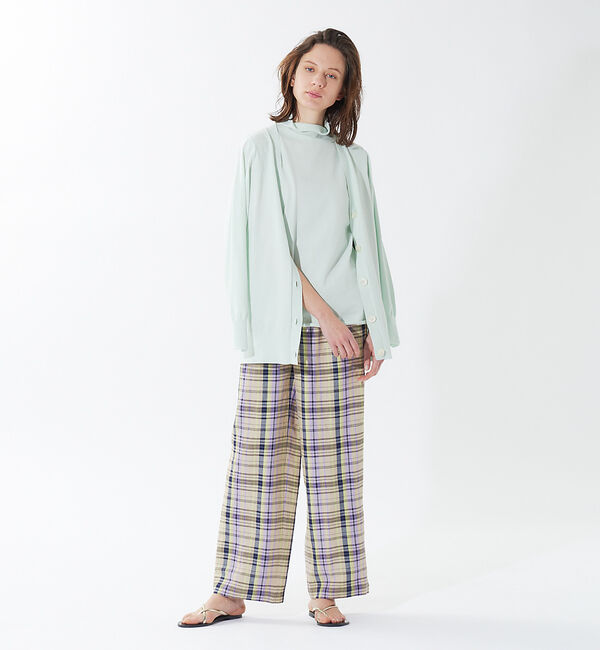 qualite「《セットアップ対応》レーヨンリネンチェックパンツ」|その他|