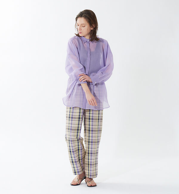 qualite「《セットアップ対応》レーヨンリネンチェックパンツ」|その他|