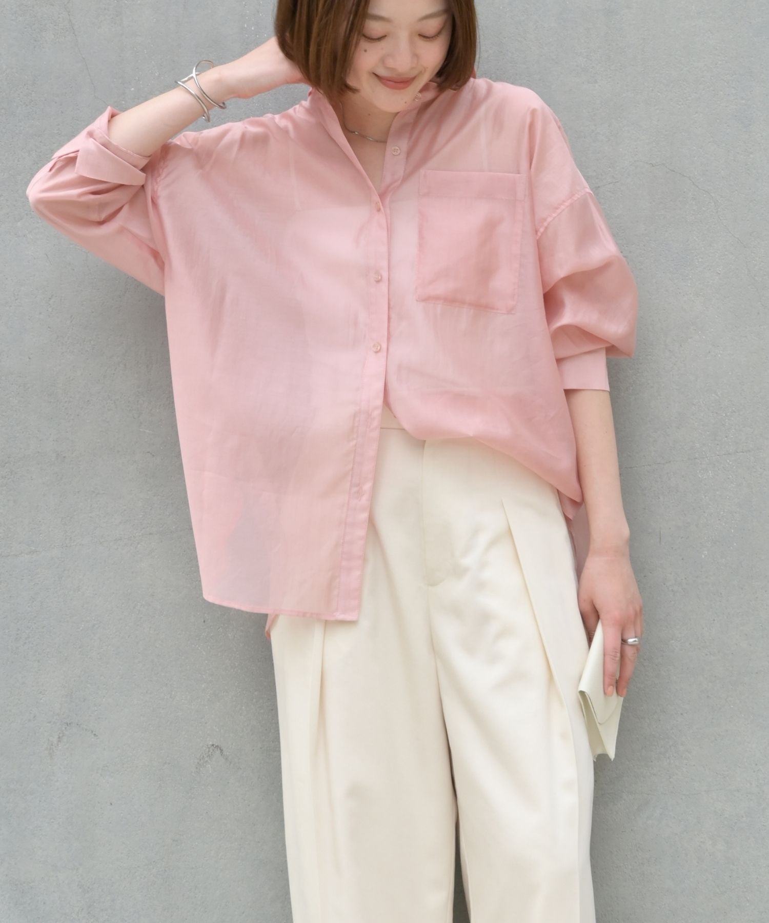 qualite「【大人シアーシャツ】バックスリットシアーシャツ」|シャツ・ブラウス|