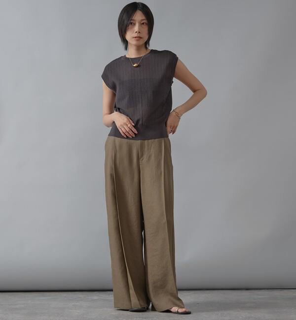 Liesse「シアーノースリーブニットトップス」|ニット・セーター|