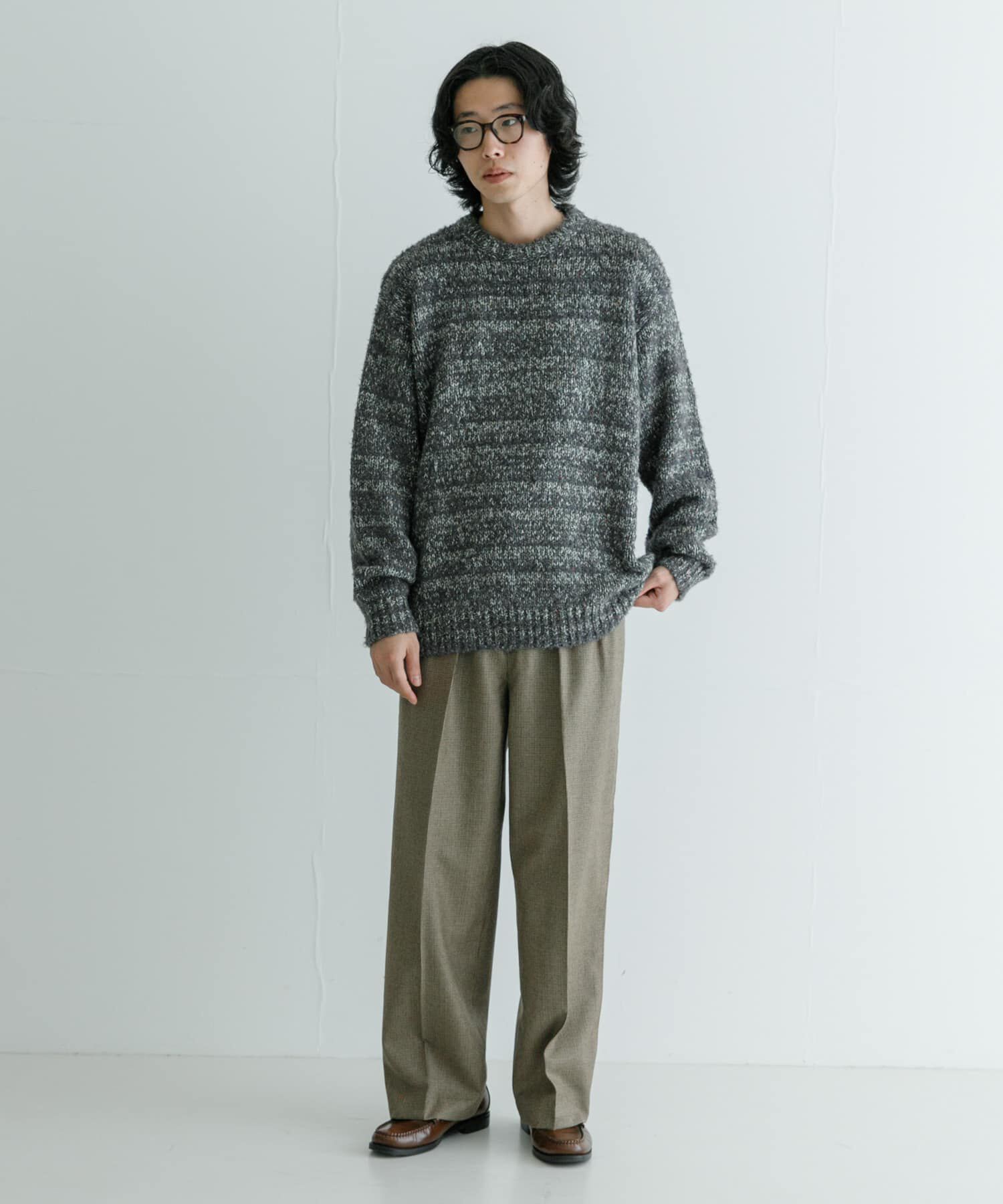 URBAN RESEARCH「URBAN RESEARCH iD　ブークレメランジニット」|ニット・セーター|