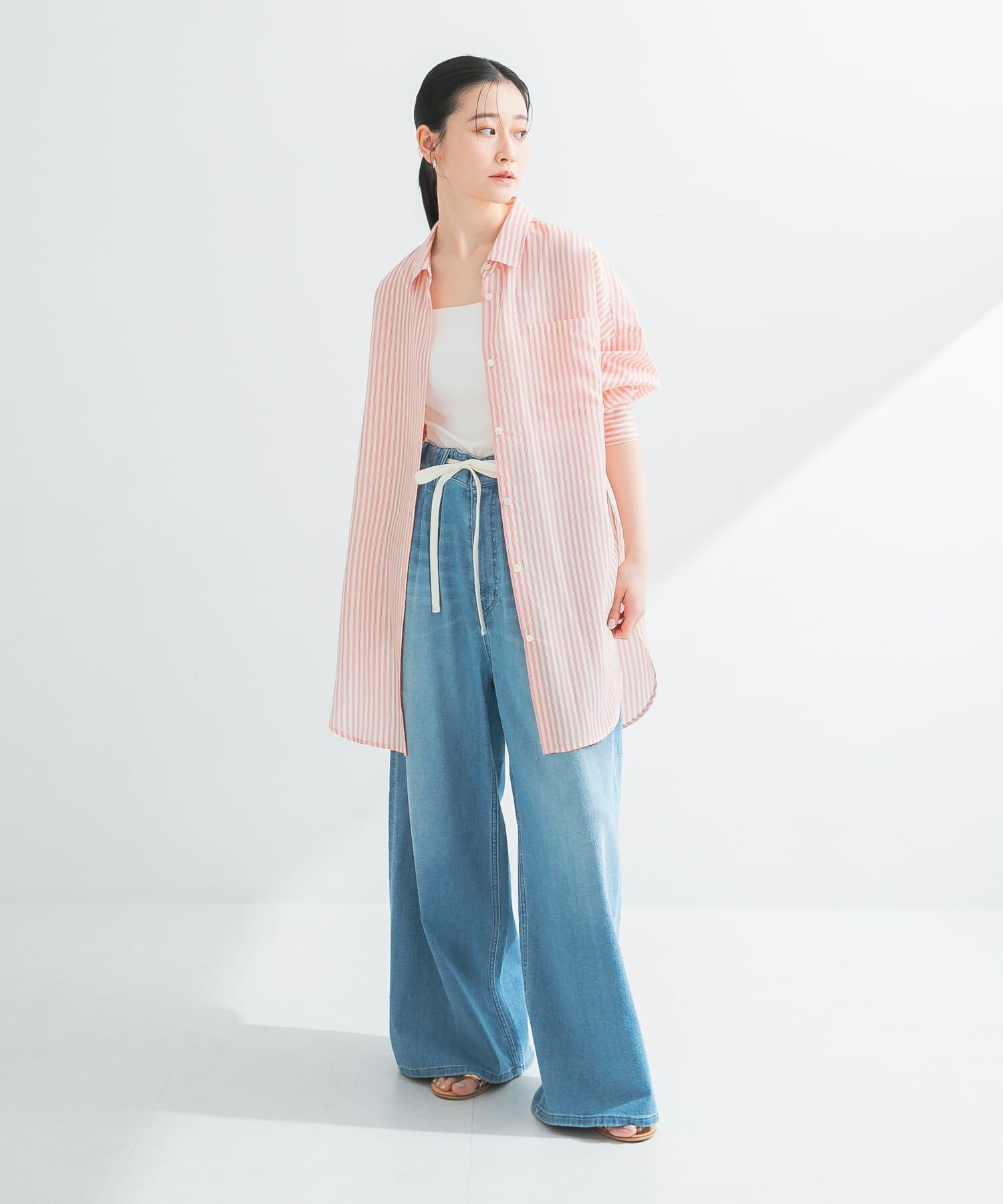 URBAN RESEARCH「new basic　レーヨンシルクストライプオーバーシャツ」|シャツ・ブラウス|