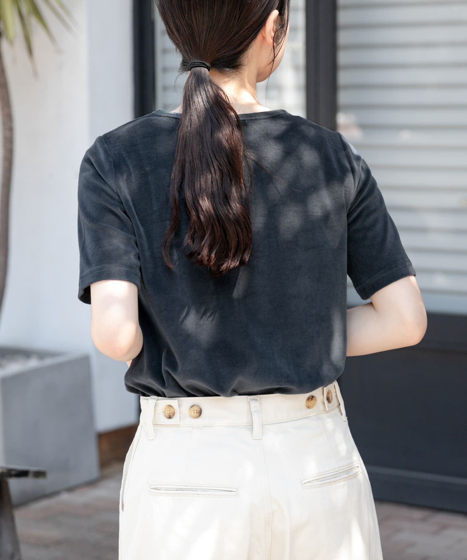 URBAN RESEARCH DOORS「FORK&SPOON　ベロアショートスリーブTシャツ」|Tシャツ・カットソー|