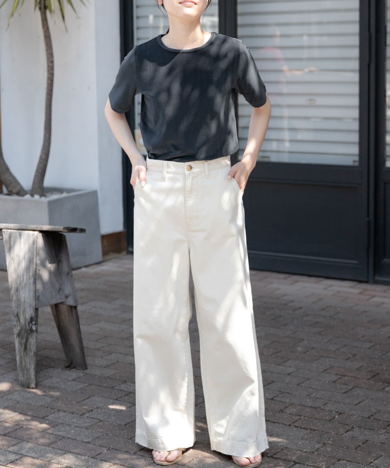 URBAN RESEARCH DOORS「FORK&SPOON　ベロアショートスリーブTシャツ」|Tシャツ・カットソー|