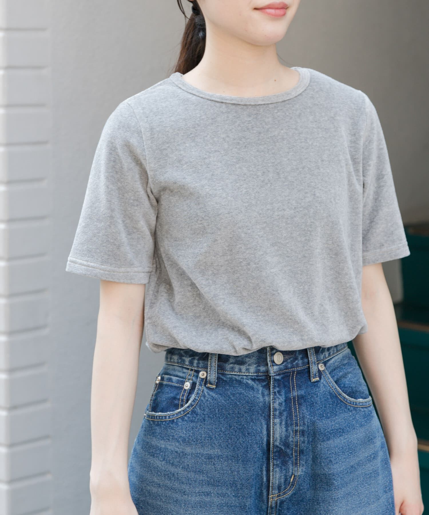 URBAN RESEARCH DOORS「FORK&SPOON　ベロアショートスリーブTシャツ」|Tシャツ・カットソー|