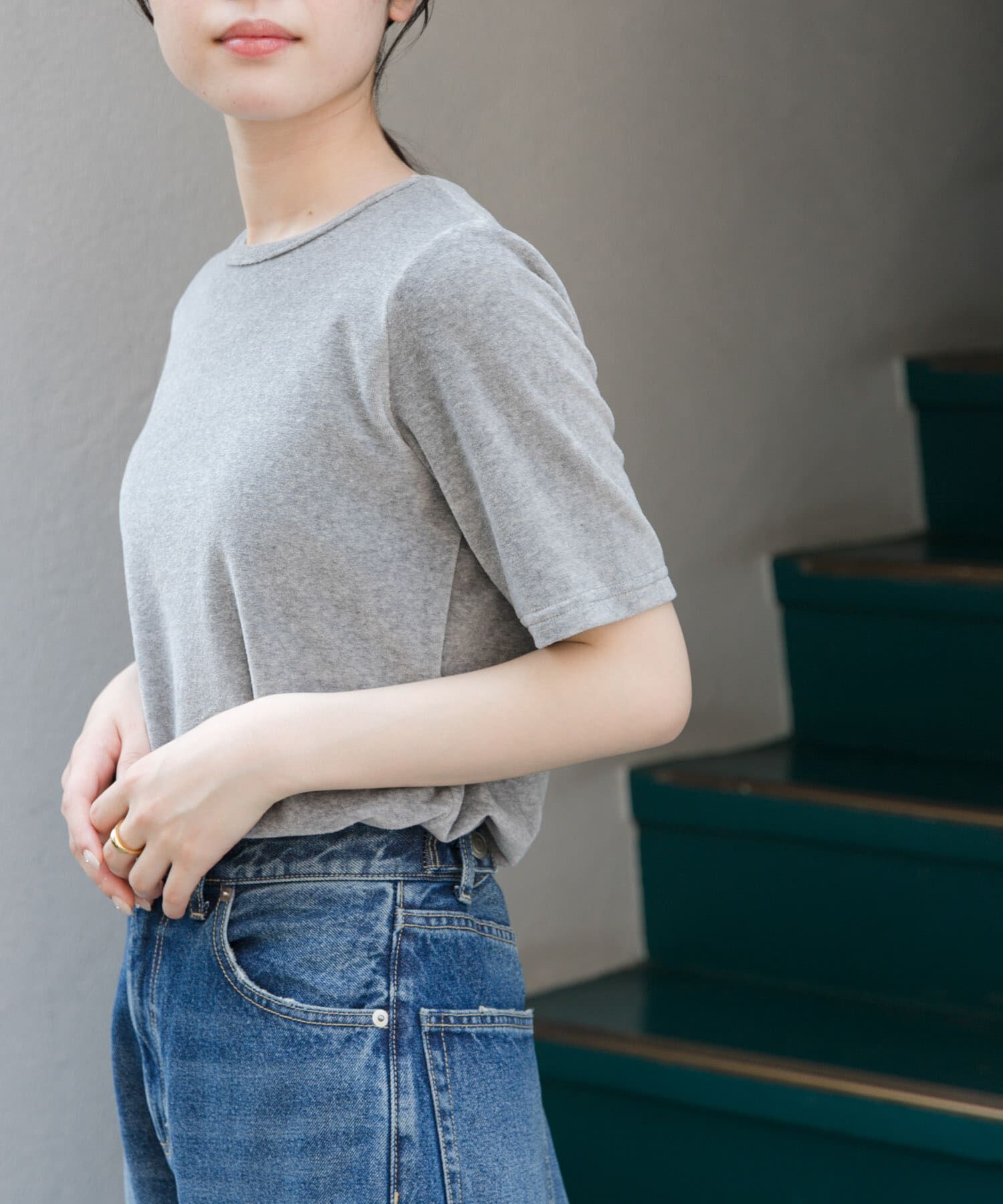 URBAN RESEARCH DOORS「FORK&SPOON　ベロアショートスリーブTシャツ」|Tシャツ・カットソー|