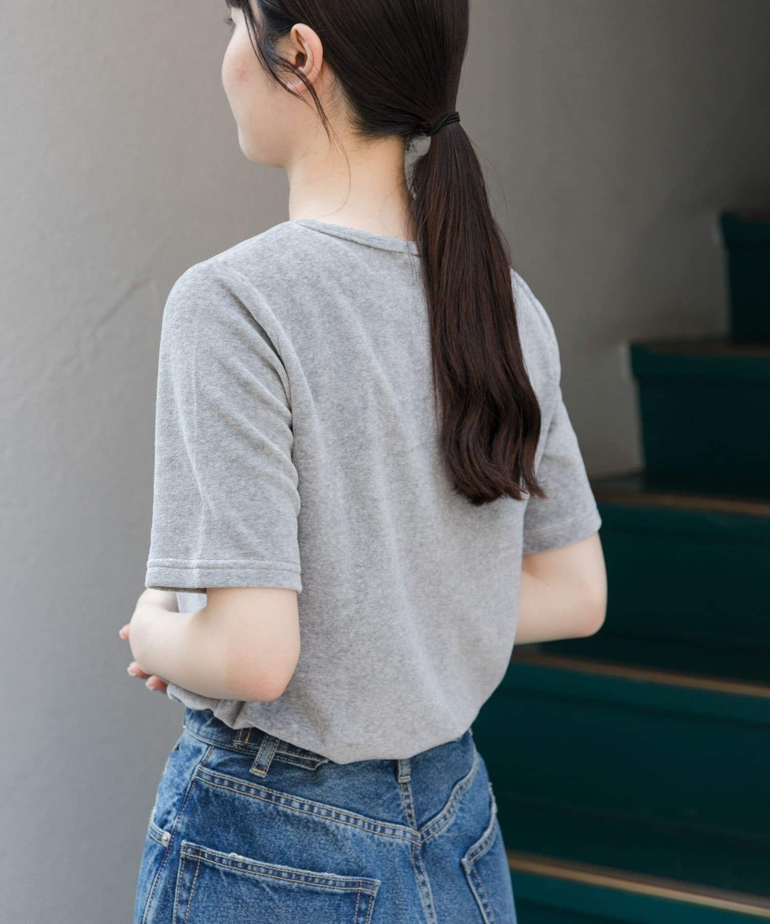URBAN RESEARCH DOORS「FORK&SPOON　ベロアショートスリーブTシャツ」|Tシャツ・カットソー|