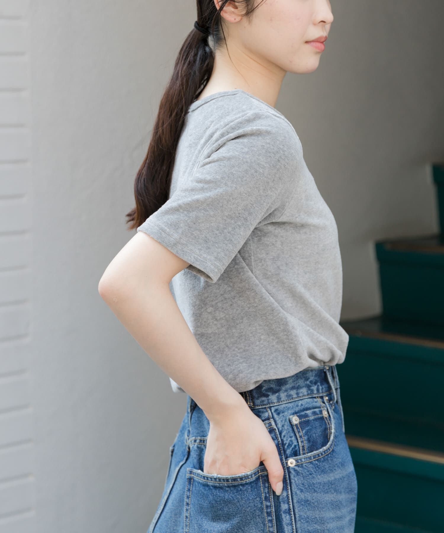 URBAN RESEARCH DOORS「FORK&SPOON　ベロアショートスリーブTシャツ」|Tシャツ・カットソー|