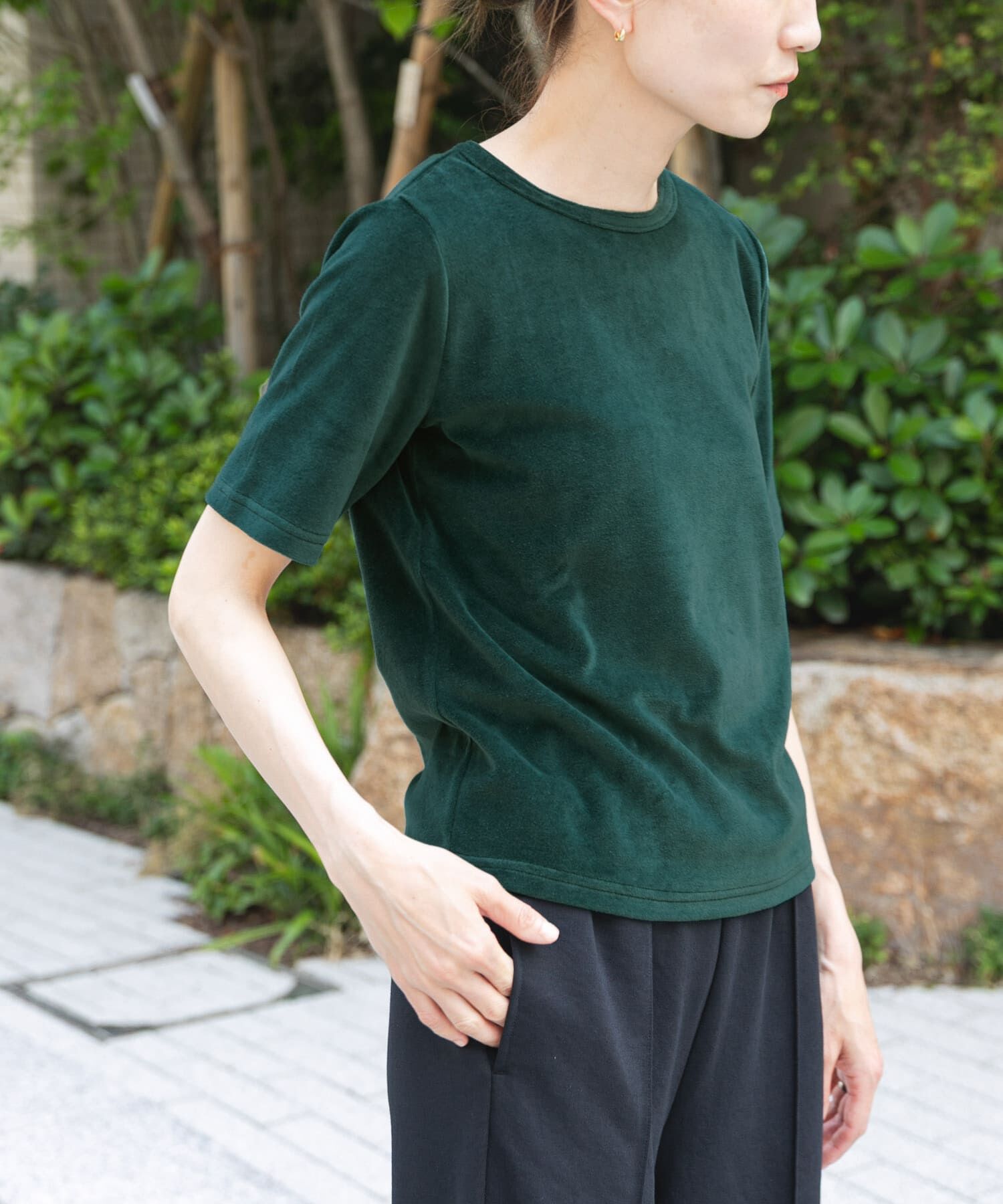 URBAN RESEARCH DOORS「FORK&SPOON　ベロアショートスリーブTシャツ」|Tシャツ・カットソー|