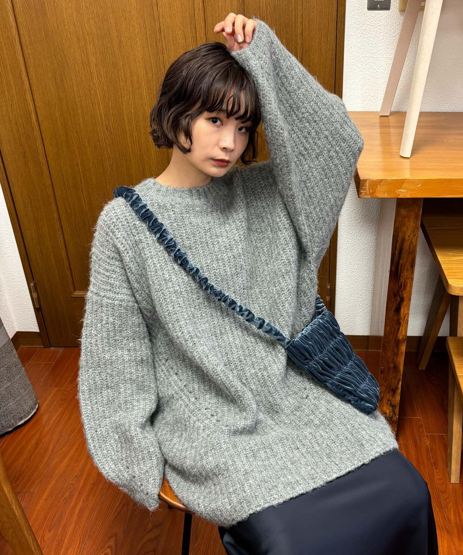  「ボリュームニットミニワンピース」|ワンピース|