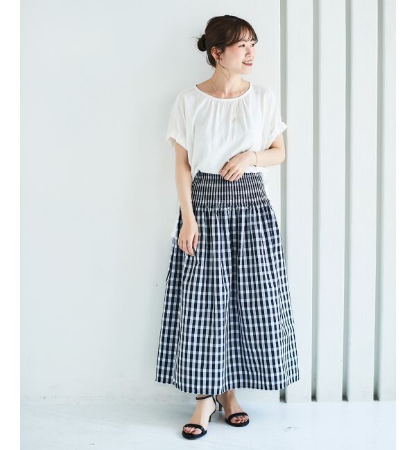 le.coeur blanc「《WEB限定アイテム》レーヨン麻袖ギャザーブラウス」|シャツ・ブラウス|