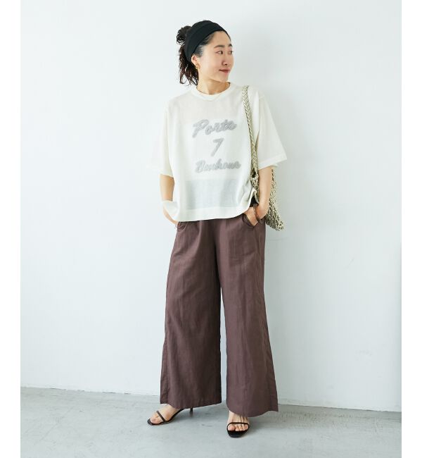  「《手洗い可能》シアー刺繍ハーフスリーブニット」|ニット・セーター|