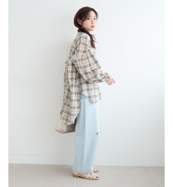  「《WEB限定アイテム》シアーガーゼバックギャザーチェックシャツ」|シャツ・ブラウス|