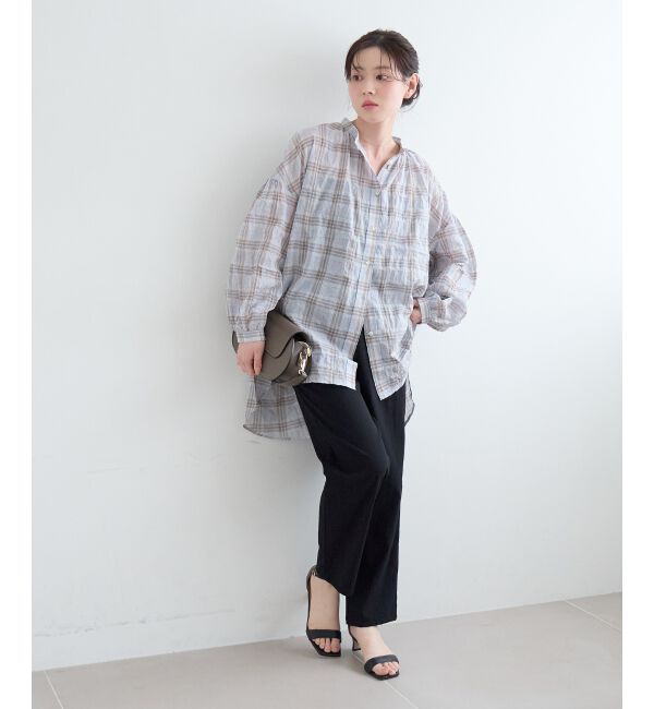  「《WEB限定アイテム》シアーガーゼバックギャザーチェックシャツ」|シャツ・ブラウス|