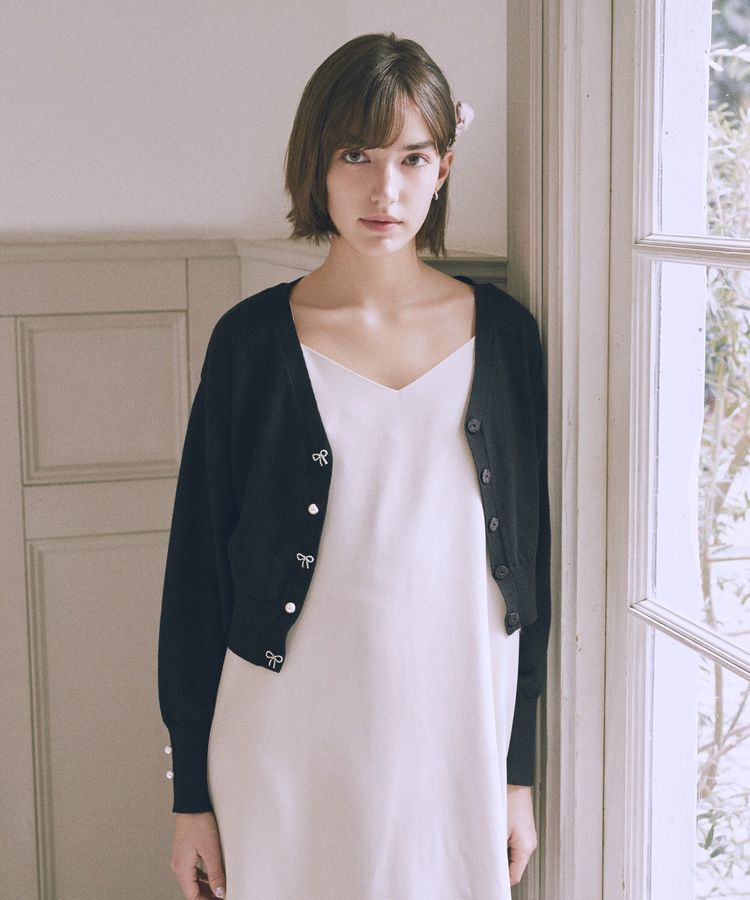 Maison de FLEUR Petite Robe「ビジューリボンカーディガン」|カーディガン|