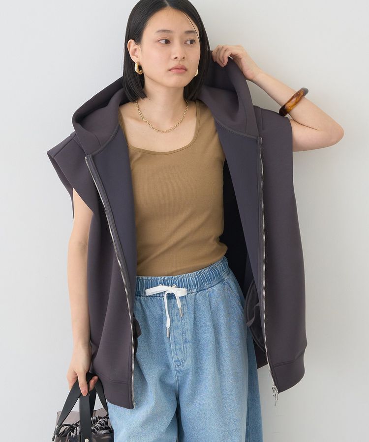 AMERICAN HOLIC「ポンチZIPフーディーベスト」|ベスト・ジレ|Charcoal Gray