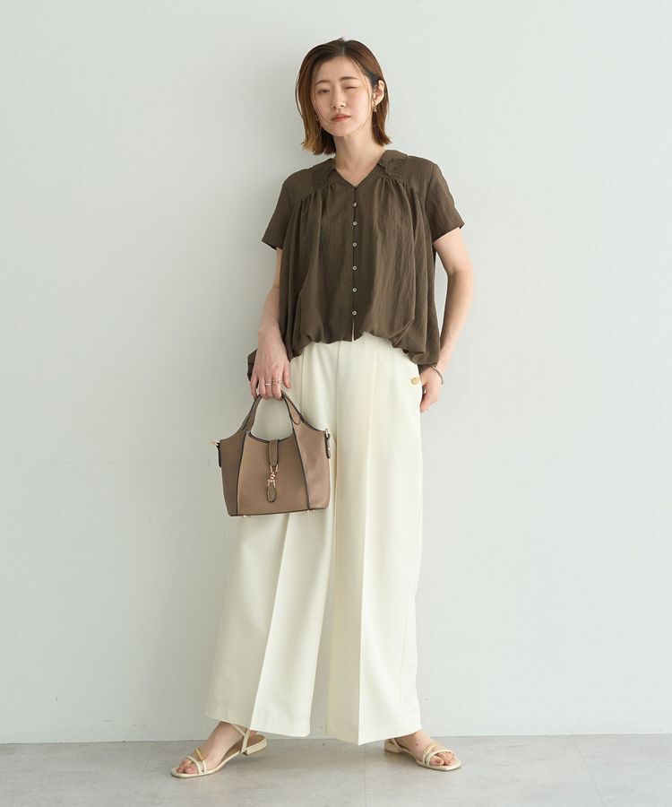 YECCA VECCA「刺繍カラーバルーンヘムブラウス」|シャツ・ブラウス|