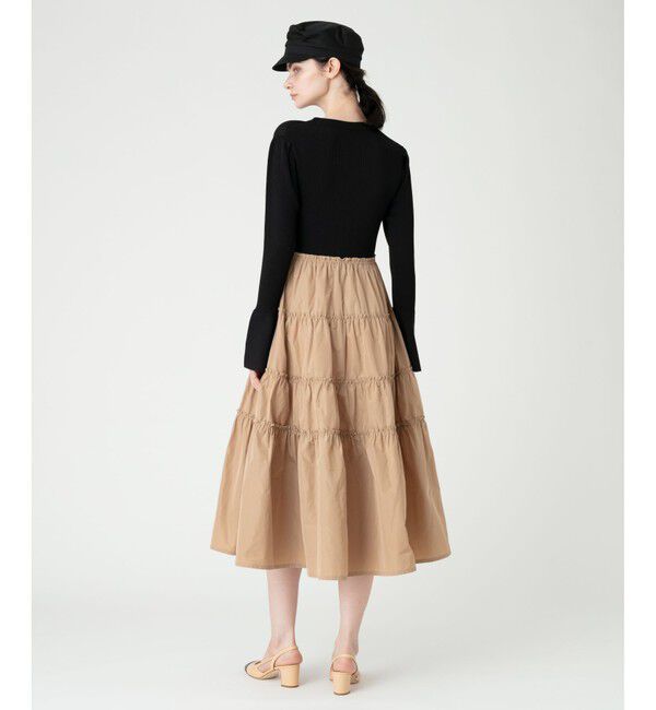 LOULOU WILLOUGHBY「【LOULOU WILLOUGHBY】タフタティアードニットワンピース」|ワンピース|