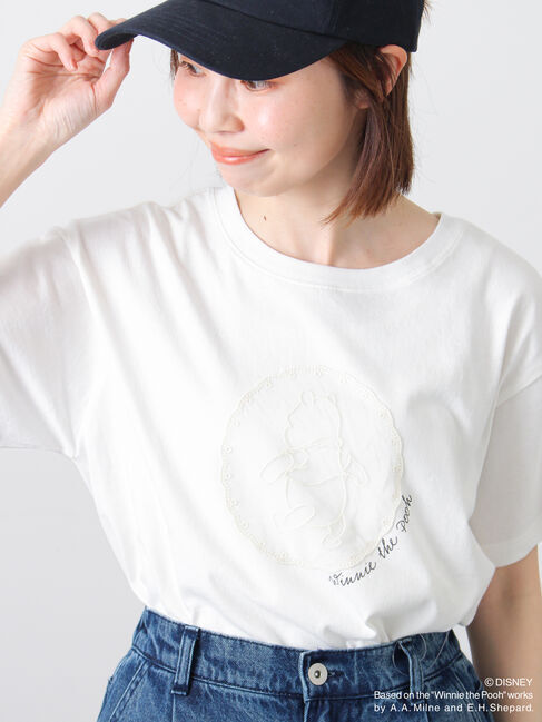 Samansa Mos2「【Disney】くまのプーさんレースモチーフTシャツ」|Tシャツ・カットソー|オフホワイト