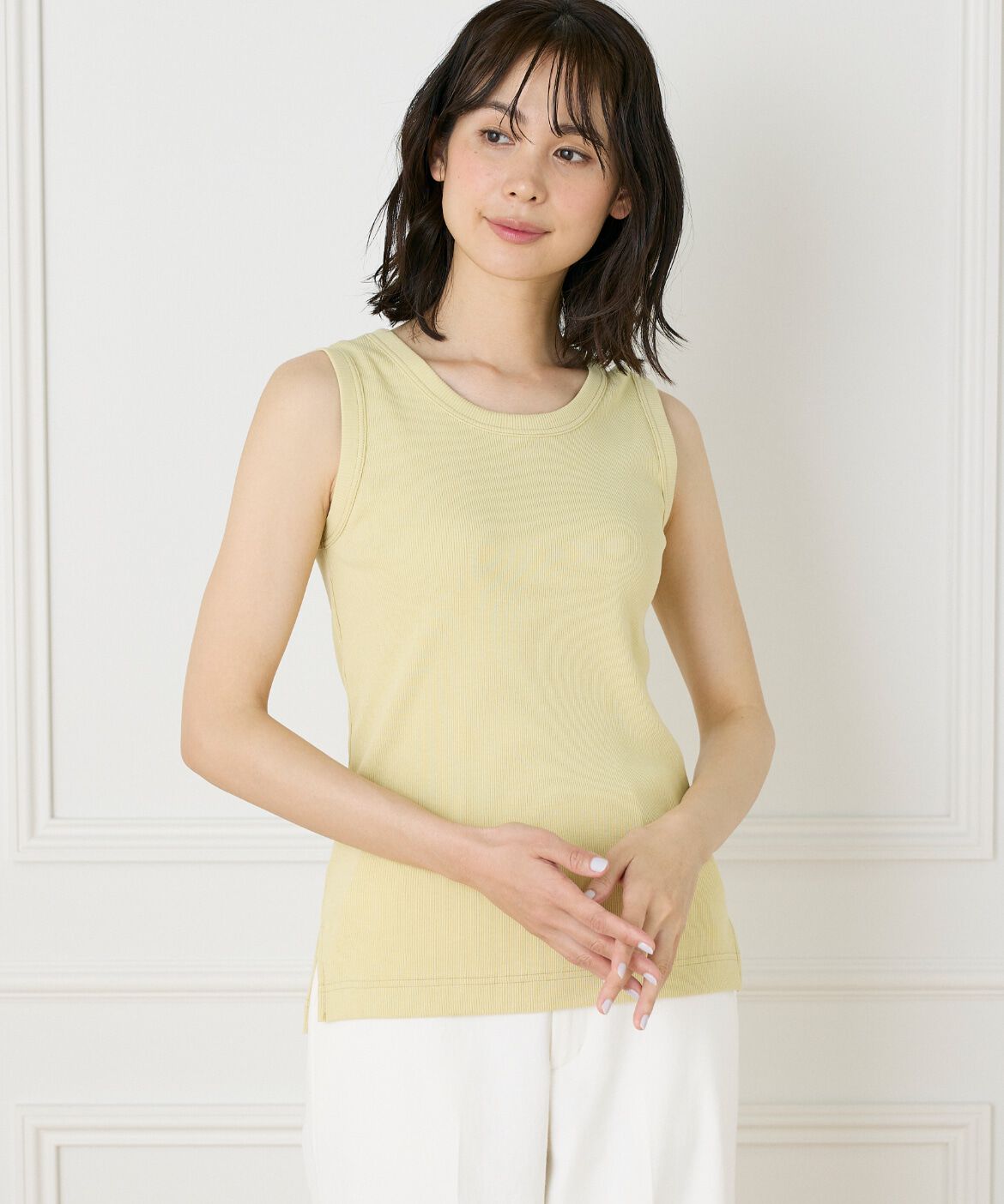 INED「コットンリブタンクトップ《YVON》」|タンクトップ|イエロー
